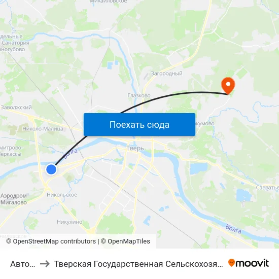 Автобаза to Тверская Государственная Сельскохозяйственная Академия map