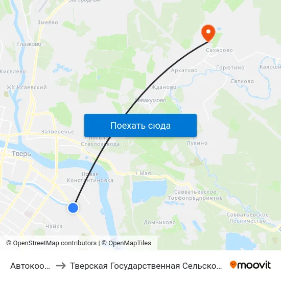 Автокооператив to Тверская Государственная Сельскохозяйственная Академия map