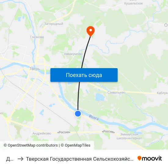 Дачи to Тверская Государственная Сельскохозяйственная Академия map