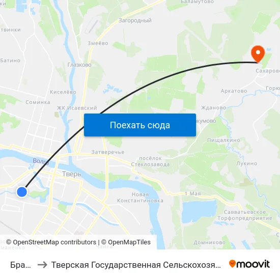 Брагина to Тверская Государственная Сельскохозяйственная Академия map