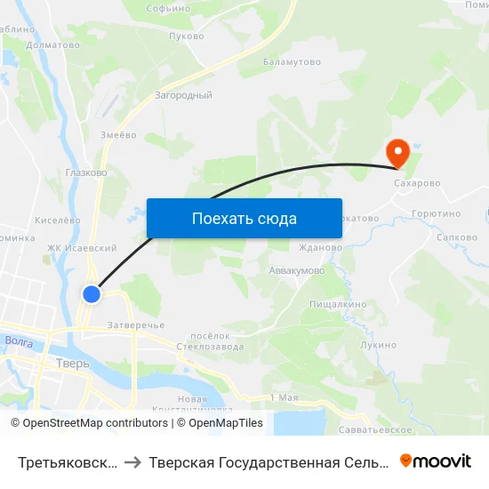 Третьяковский Переулок to Тверская Государственная Сельскохозяйственная Академия map