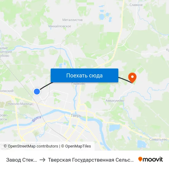 Завод Стеклопластик to Тверская Государственная Сельскохозяйственная Академия map