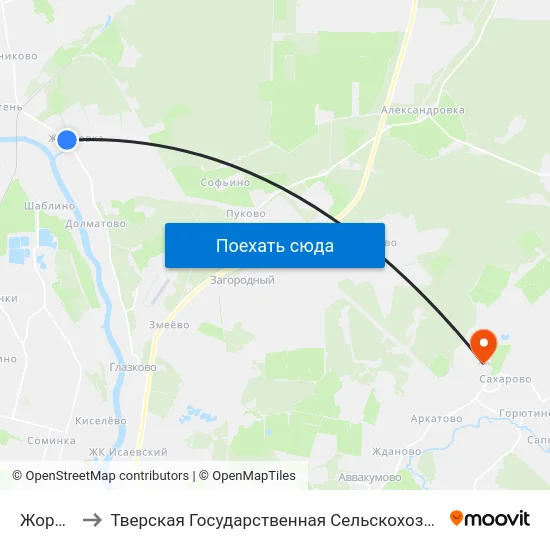 Жорновка to Тверская Государственная Сельскохозяйственная Академия map