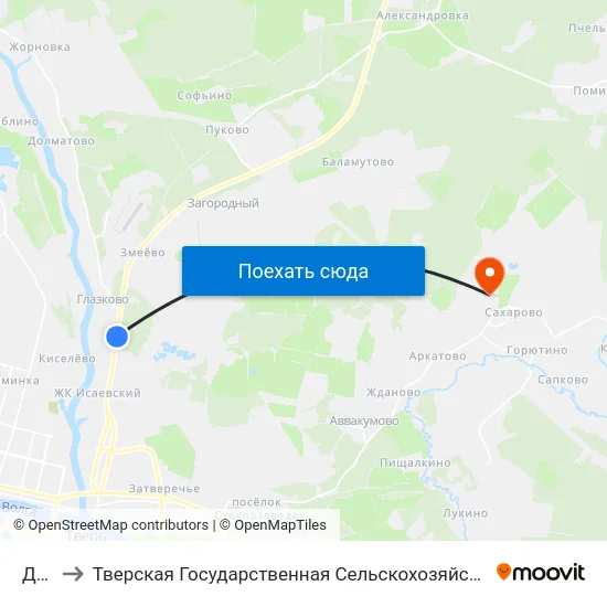 Дрсу to Тверская Государственная Сельскохозяйственная Академия map