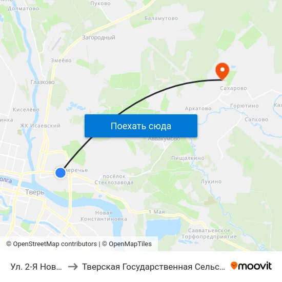Ул. 2-Я Новозаводская to Тверская Государственная Сельскохозяйственная Академия map