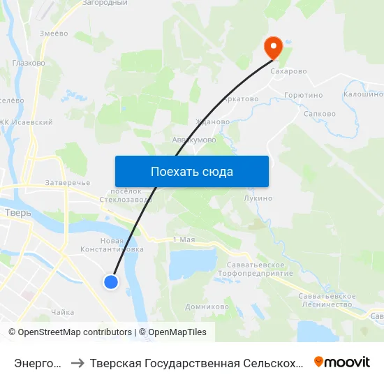Энергоремонт to Тверская Государственная Сельскохозяйственная Академия map