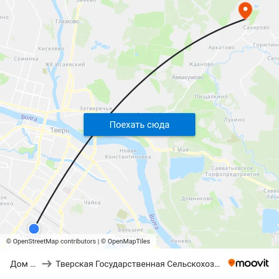 Дом Быта to Тверская Государственная Сельскохозяйственная Академия map