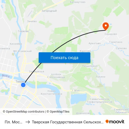 Пл. Московская to Тверская Государственная Сельскохозяйственная Академия map