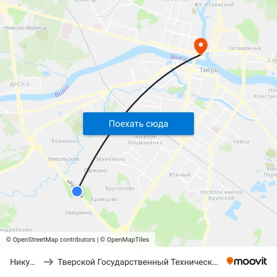 Никулино to Тверской Государственный Технический Университет map