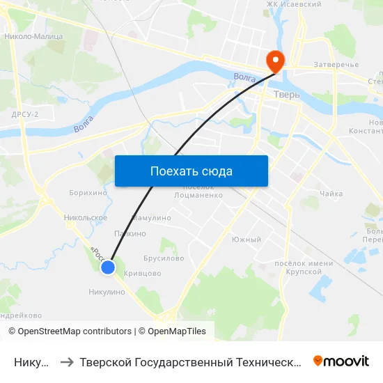 Никулино to Тверской Государственный Технический Университет map