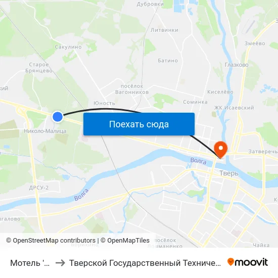 Мотель 'Тверь' to Тверской Государственный Технический Университет map
