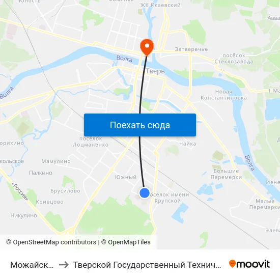 Можайского, 78 to Тверской Государственный Технический Университет map