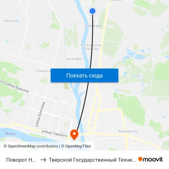 Поворот На Змеево to Тверской Государственный Технический Университет map