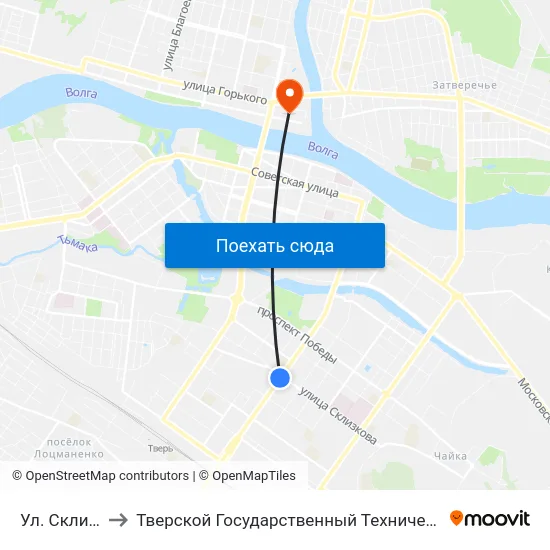 Ул. Склизкова to Тверской Государственный Технический Университет map