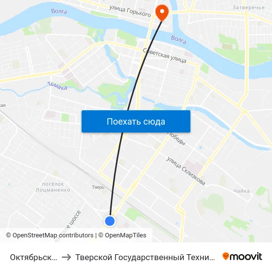 Октябрьский Пр-Т to Тверской Государственный Технический Университет map
