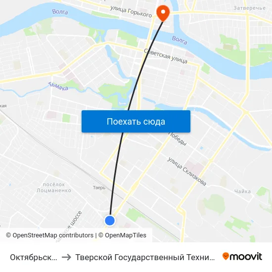 Октябрьский Пр-Т to Тверской Государственный Технический Университет map