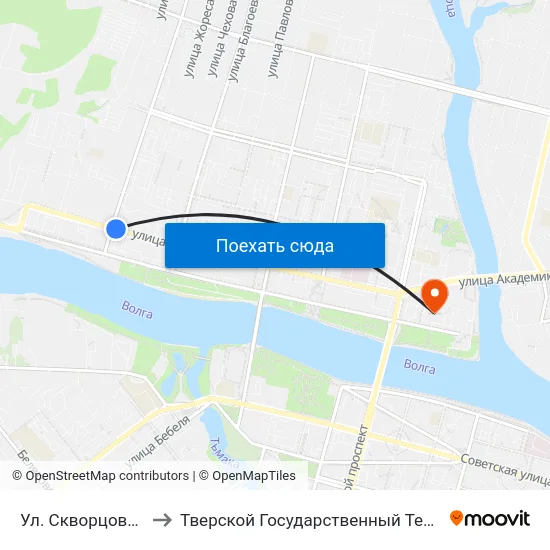 Ул. Скворцова-Степанова to Тверской Государственный Технический Университет map