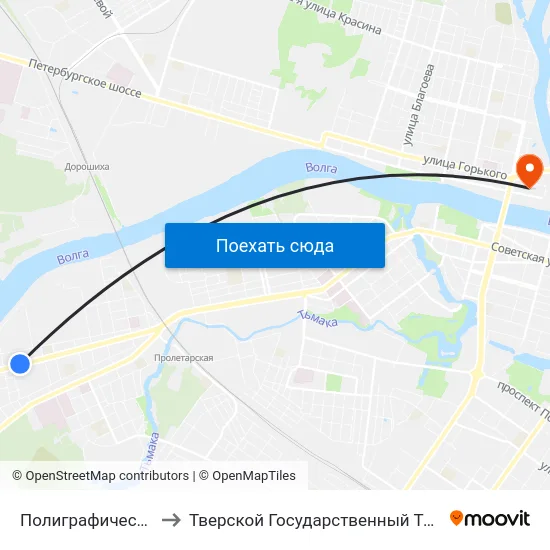 Полиграфический Комбинат to Тверской Государственный Технический Университет map