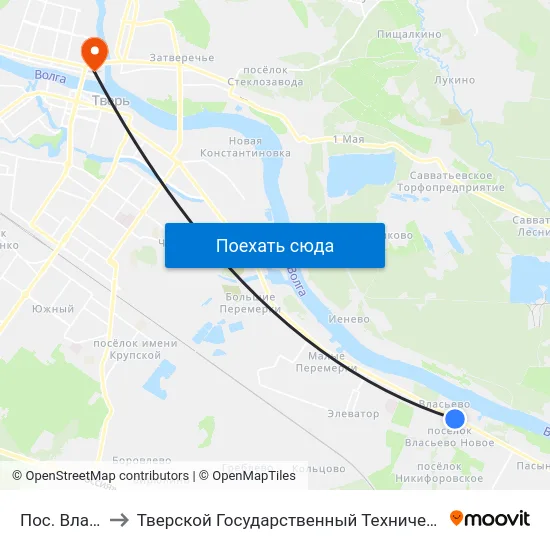 Пос. Власьево to Тверской Государственный Технический Университет map