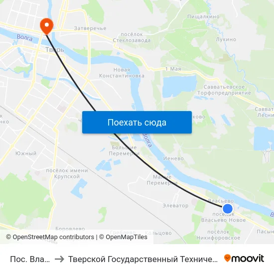 Пос. Власьево to Тверской Государственный Технический Университет map