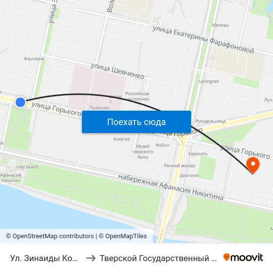 Ул. Зинаиды Конноплянниковой to Тверской Государственный Технический Университет map