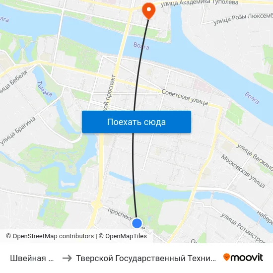 Швейная Фабрика to Тверской Государственный Технический Университет map