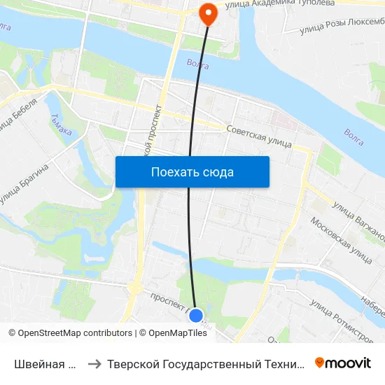 Швейная Фабрика to Тверской Государственный Технический Университет map