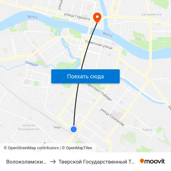 Волоколамский Путепровод to Тверской Государственный Технический Университет map