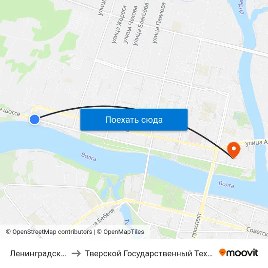 Ленинградская Застава to Тверской Государственный Технический Университет map