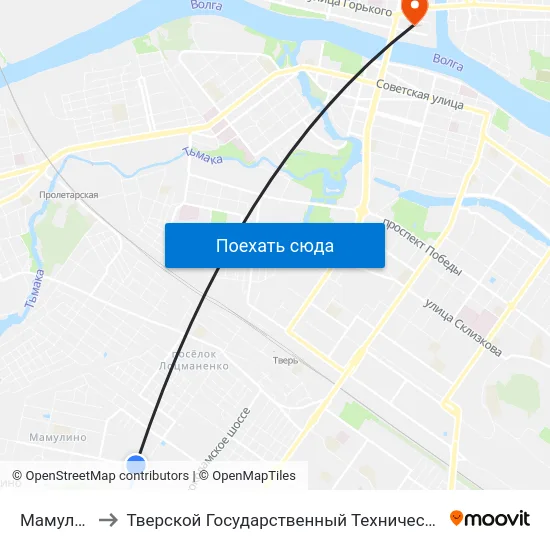 Мамулино-2 to Тверской Государственный Технический Университет map