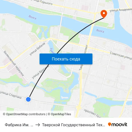 Фабрика Им. Вагжанова to Тверской Государственный Технический Университет map