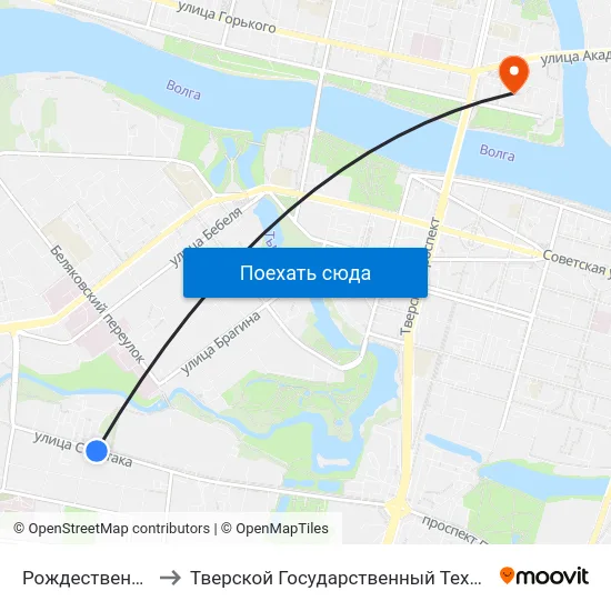 Рождественские Горки to Тверской Государственный Технический Университет map