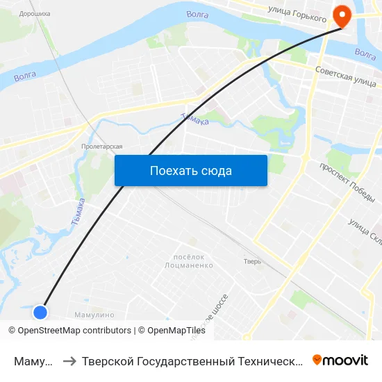 Мамулино to Тверской Государственный Технический Университет map