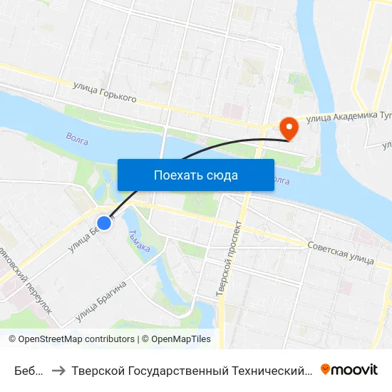 Бебеля to Тверской Государственный Технический Университет map