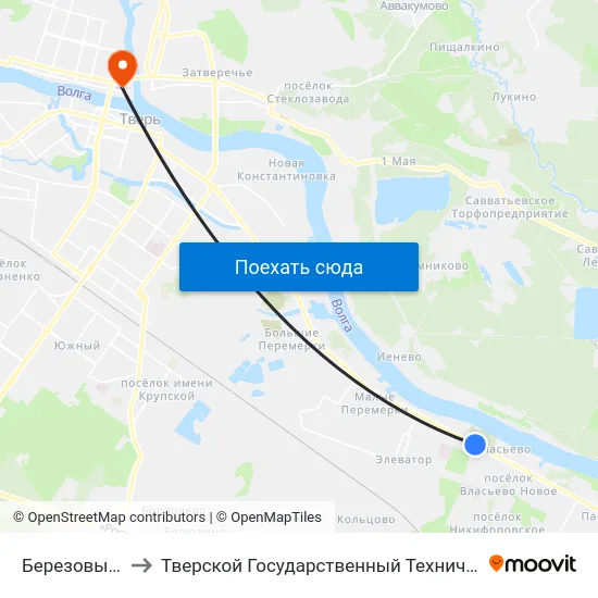 Березовые Рощи to Тверской Государственный Технический Университет map
