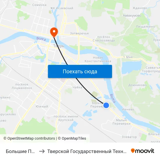 Большие Перемерки to Тверской Государственный Технический Университет map