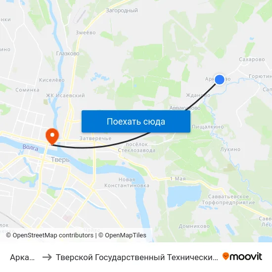 Аркатово to Тверской Государственный Технический Университет map