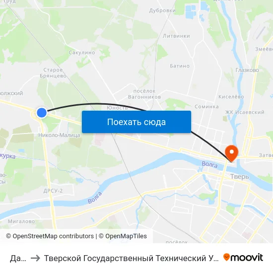Дачи to Тверской Государственный Технический Университет map