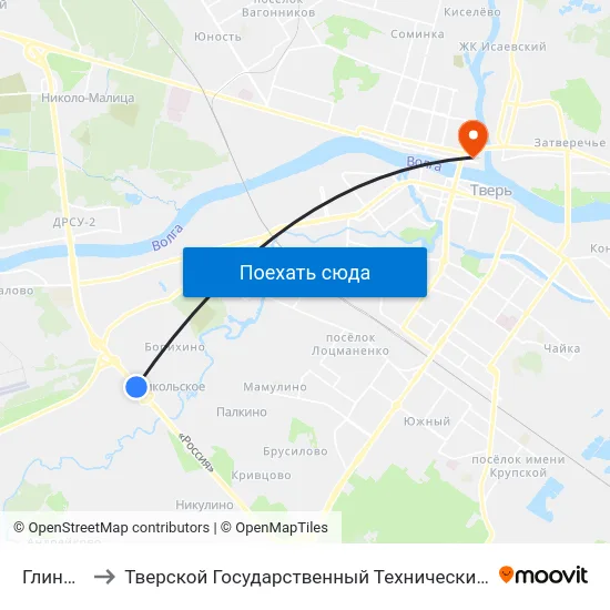 Глинково to Тверской Государственный Технический Университет map