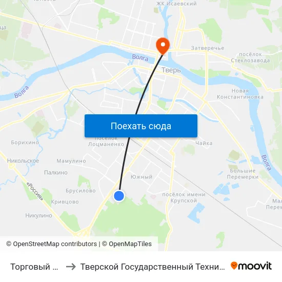 Торговый Парк №1 to Тверской Государственный Технический Университет map