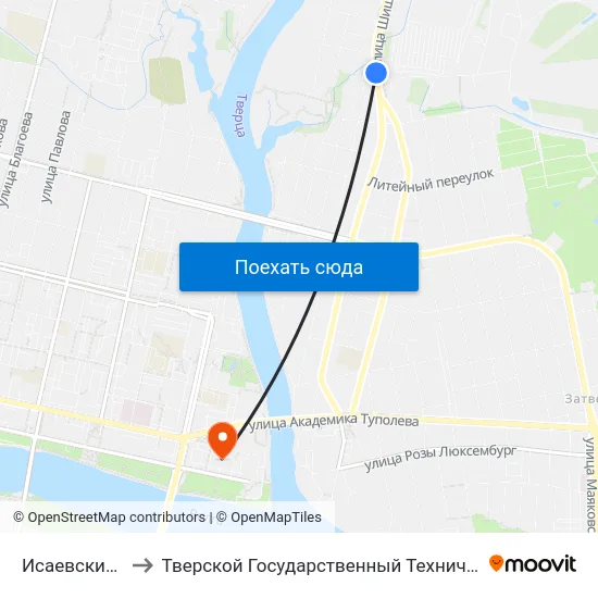 Исаевский Ручей to Тверской Государственный Технический Университет map