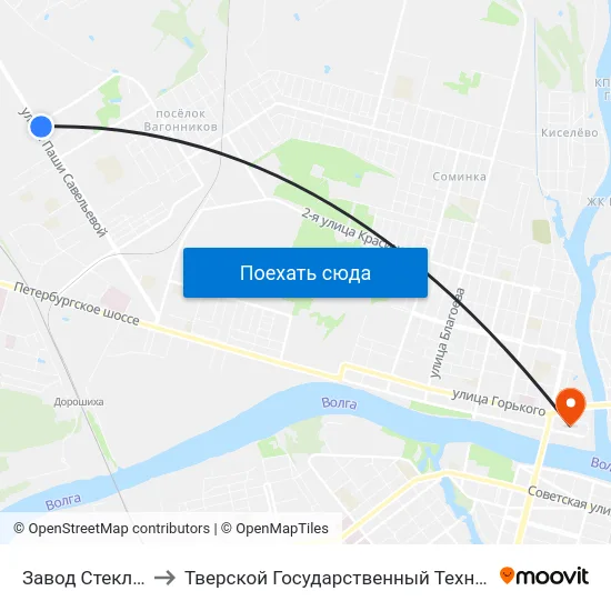 Завод Стеклопластик to Тверской Государственный Технический Университет map