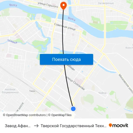 Завод Афанасий Пиво to Тверской Государственный Технический Университет map