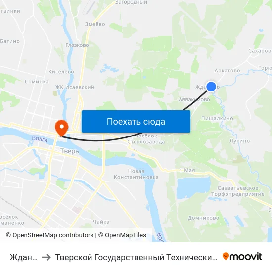 Жданово to Тверской Государственный Технический Университет map