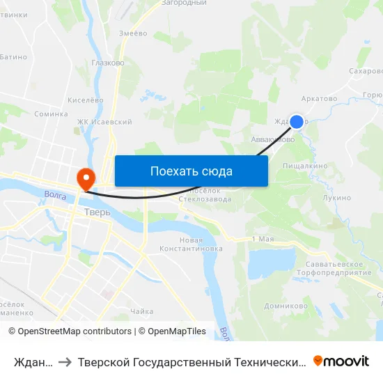 Жданово to Тверской Государственный Технический Университет map