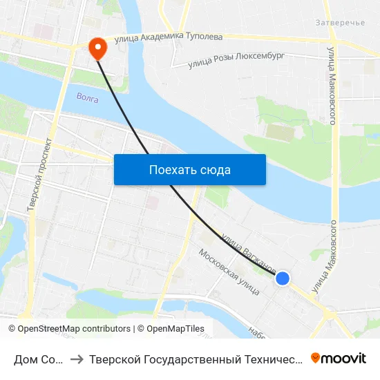 Дом Союзов to Тверской Государственный Технический Университет map