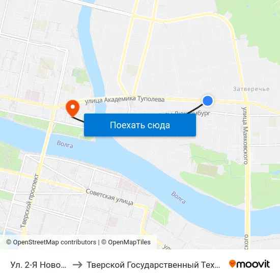 Ул. 2-Я Новозаводская to Тверской Государственный Технический Университет map