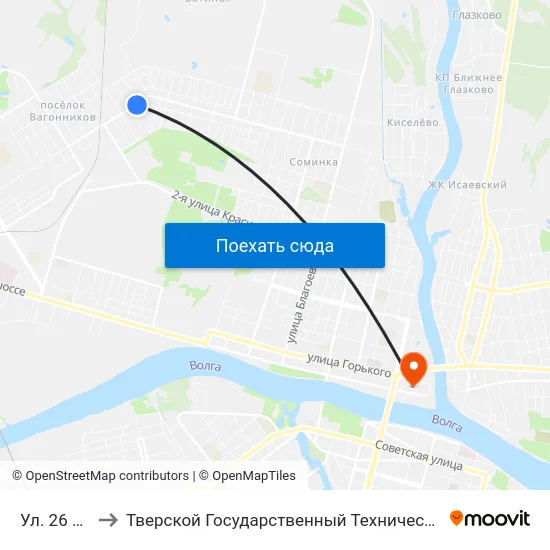 Ул. 26 Июля to Тверской Государственный Технический Университет map