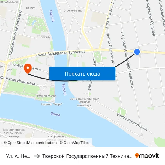 Ул. А. Невского to Тверской Государственный Технический Университет map