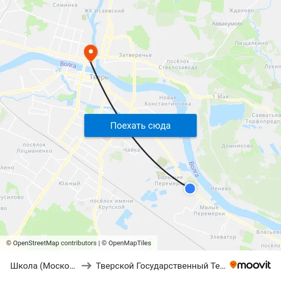 Школа (Московское Шоссе) to Тверской Государственный Технический Университет map